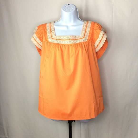 Tulle Tops - Tulle Vintage Inspired Top Womens Size XL Orange